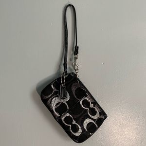 Black & silver Coach wristlet